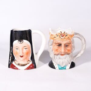 Nasco Japan King Arthur & Queen Guinevere Toby Coffee Mug Tea Cup Vintage Heads